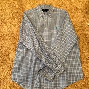 Ralph Lauren Custom Fit button up light blue dark blue